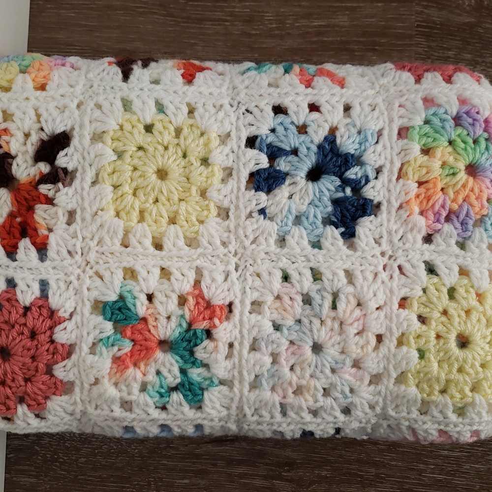 Cozy Colorful Handmade Vintage Crochet Afghan Throw Blanket 52 X 34 - Picture 5 of 10